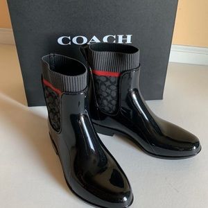 Black Coach Rain Bootie! Never worn and comes in original box. Size 10.